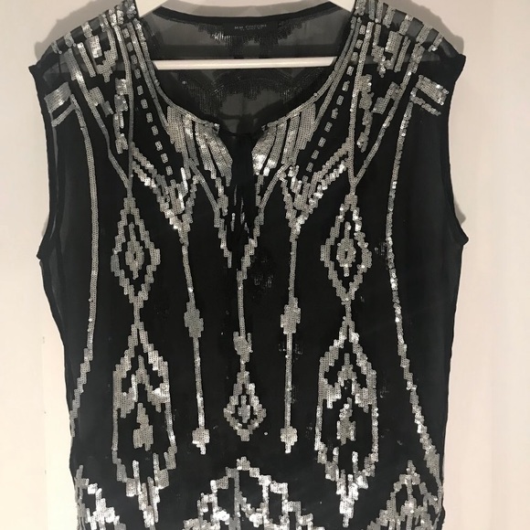 MM couture Blk/Silver sequins tank Size S $30 - Picture 1 of 1